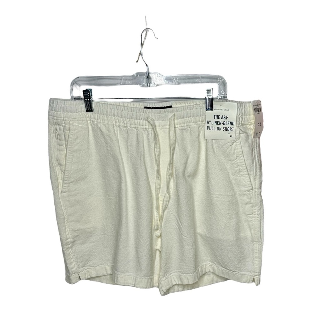 NWT Abercrombie & Fitch Men's Linen-Blend Pull-On Shorts - Cream Size XL
